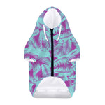 Purple And Teal Tropical Leaf Print Dog Zip Up Hoodie