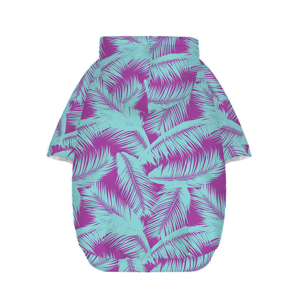 Purple And Teal Tropical Leaf Print Dog Zip Up Hoodie