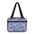 Purple And Teal Tropical Leaf Print Double Strap Bible Bag