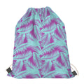 Purple And Teal Tropical Leaf Print Drawstring Bag