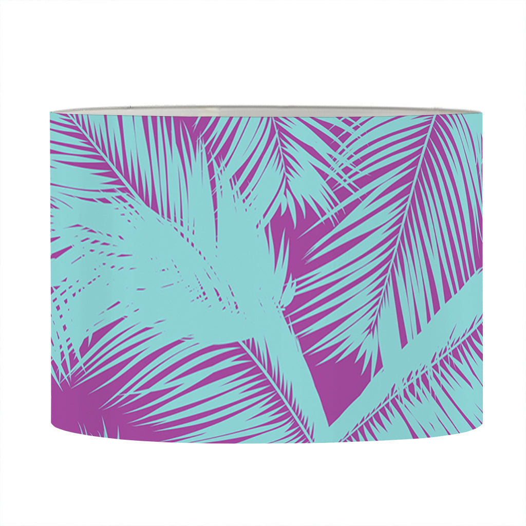 Purple And Teal Tropical Leaf Print Drum Lamp Shade