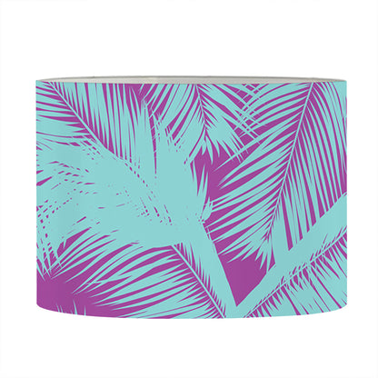Purple And Teal Tropical Leaf Print Drum Lamp Shade