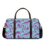 Purple And Teal Tropical Leaf Print Duffle Bag