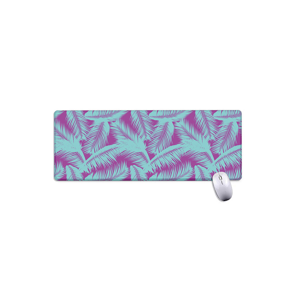 Purple And Teal Tropical Leaf Print Extended Mouse Pad