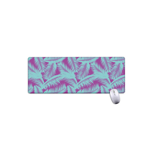 Purple And Teal Tropical Leaf Print Extended Mouse Pad