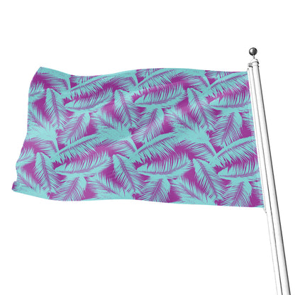 Purple And Teal Tropical Leaf Print Flag