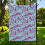 Purple And Teal Tropical Leaf Print Garden Flag