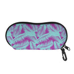 Purple And Teal Tropical Leaf Print Glasses Case