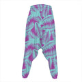 Purple And Teal Tropical Leaf Print Hammer Pants