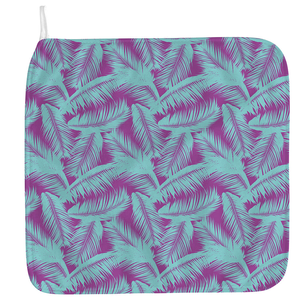 Purple And Teal Tropical Leaf Print Hand Towel