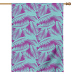 Purple And Teal Tropical Leaf Print House Flag