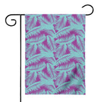 Purple And Teal Tropical Leaf Print House Flag