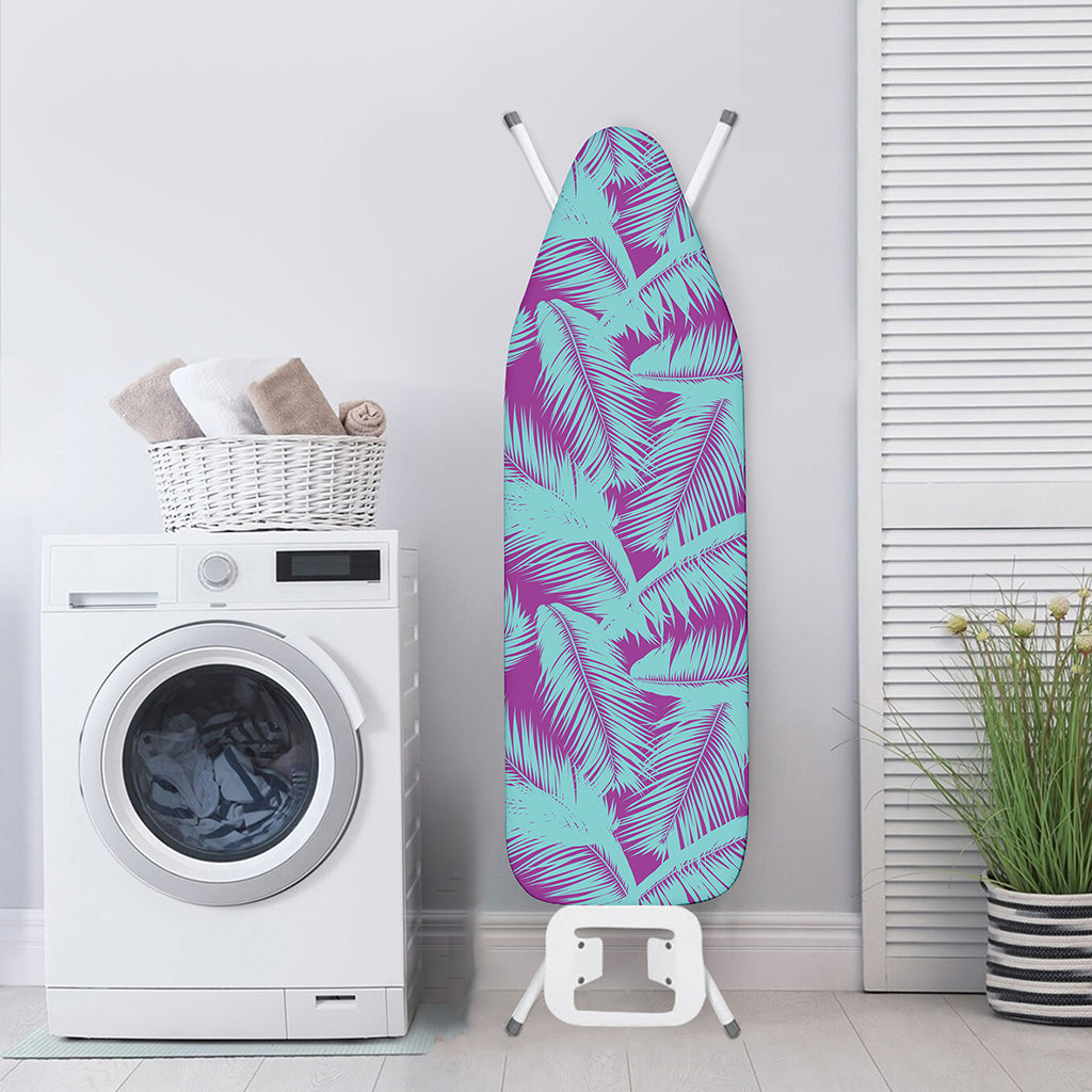 Purple And Teal Tropical Leaf Print Ironing Board Cover