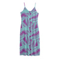 Purple And Teal Tropical Leaf Print Jersey Midi Cami Dress