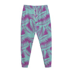 Purple And Teal Tropical Leaf Print Jogger Pants