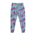 Purple And Teal Tropical Leaf Print Jogger Pants