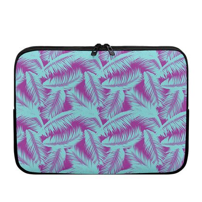 Purple And Teal Tropical Leaf Print Laptop Sleeve