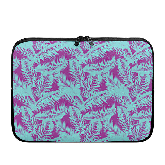Purple And Teal Tropical Leaf Print Laptop Sleeve