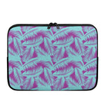 Purple And Teal Tropical Leaf Print Laptop Sleeve
