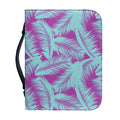 Purple And Teal Tropical Leaf Print Leather Bible Cover