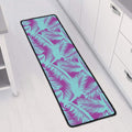 Purple And Teal Tropical Leaf Print Long Kitchen Mat