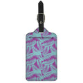Purple And Teal Tropical Leaf Print Luggage Tag