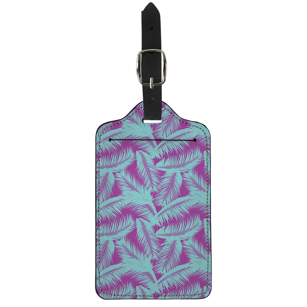 Purple And Teal Tropical Leaf Print Luggage Tag