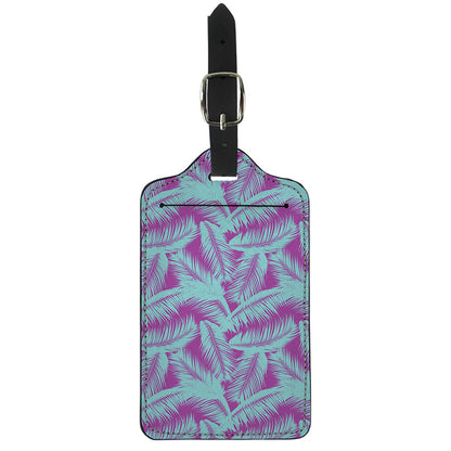 Purple And Teal Tropical Leaf Print Luggage Tag