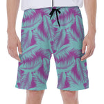 Purple And Teal Tropical Leaf Print Men's Beach Shorts