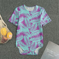 Purple And Teal Tropical Leaf Print Men's Bodysuit