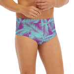 Purple And Teal Tropical Leaf Print Men's Briefs