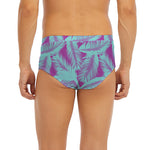 Purple And Teal Tropical Leaf Print Men's Briefs