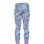 Purple And Teal Tropical Leaf Print Men's leggings