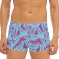 Purple And Teal Tropical Leaf Print Men's Short Boxer Briefs