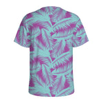 Purple And Teal Tropical Leaf Print Men's Sports T-Shirt
