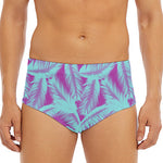 Purple And Teal Tropical Leaf Print Men's Triangle Swim Briefs