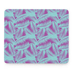 Purple And Teal Tropical Leaf Print Mouse Pad