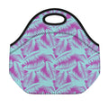 Purple And Teal Tropical Leaf Print Neoprene Lunch Bag