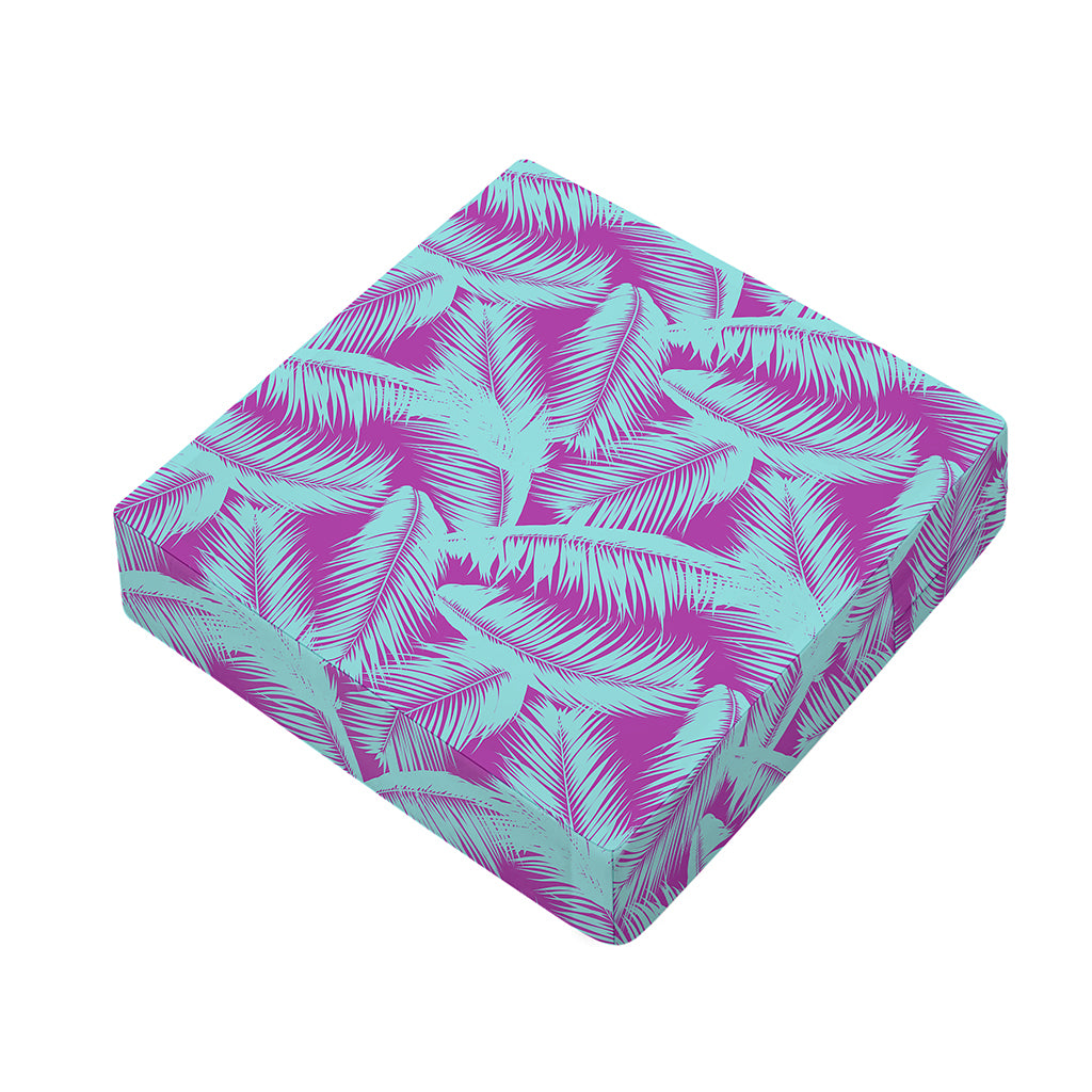 Purple And Teal Tropical Leaf Print Outdoor Seat Cushion Cover