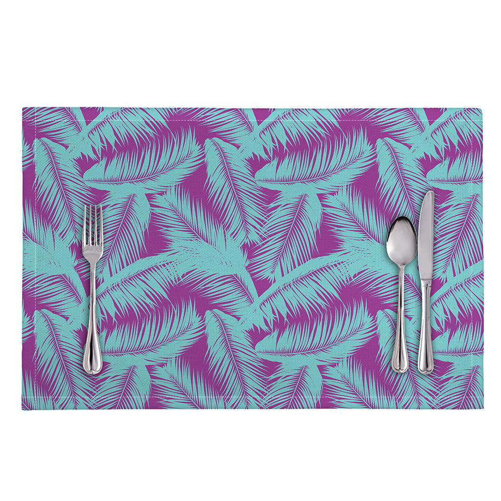 Purple And Teal Tropical Leaf Print Placemat