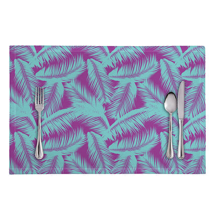 Purple And Teal Tropical Leaf Print Placemat
