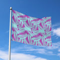 Purple And Teal Tropical Leaf Print Polyester Flag