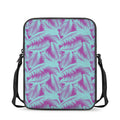Purple And Teal Tropical Leaf Print Rectangular Crossbody Bag
