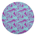 Purple And Teal Tropical Leaf Print Round Blanket