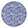 Purple And Teal Tropical Leaf Print Round Floor Mat