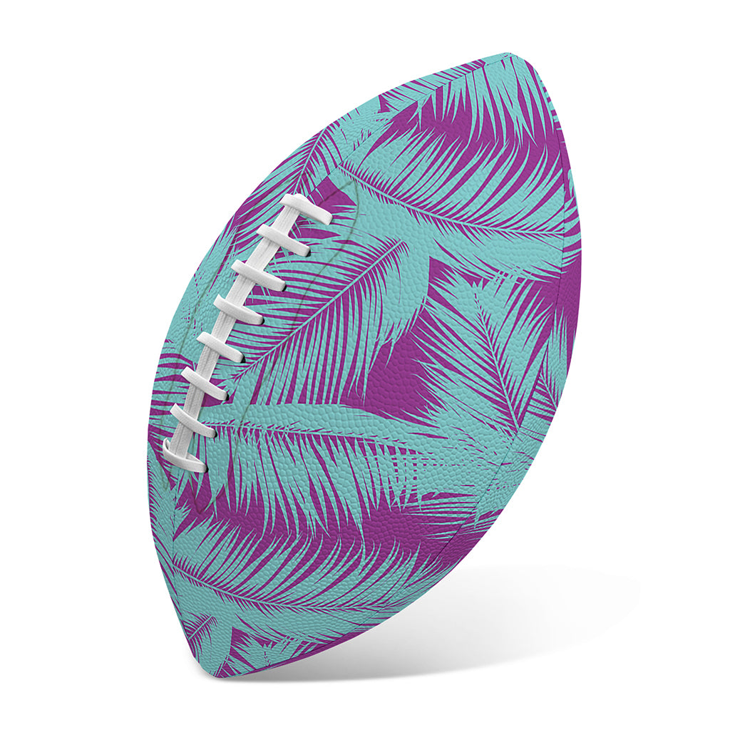 Purple And Teal Tropical Leaf Print Rugby Ball