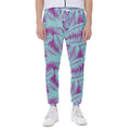 Purple And Teal Tropical Leaf Print Joggers