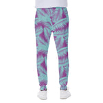 Purple And Teal Tropical Leaf Print Scuba Joggers