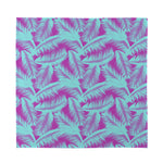 Purple And Teal Tropical Leaf Print Silk Bandana