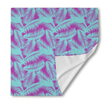 Purple And Teal Tropical Leaf Print Silk Bandana
